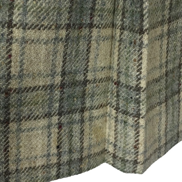VINTAGE Midi Skirt Wool Plaid Lady Thomson Neutral Minimalist Tartan Size 10 - Picture 7 of 16